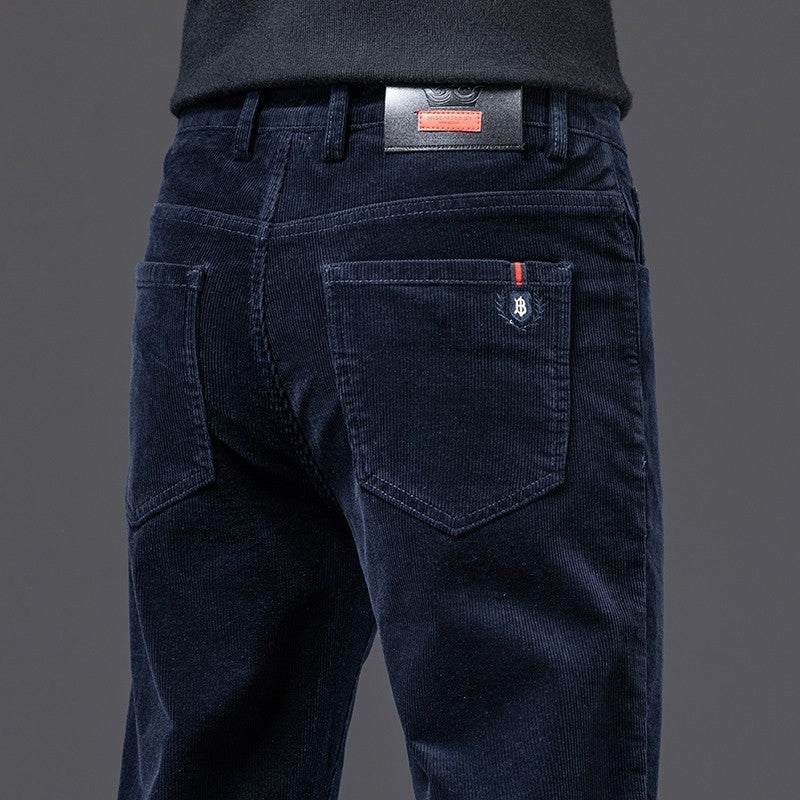 Pantalon en velours côtelé noir pour hommes