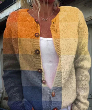 Gilet Tricoté Chaud pour Femmes avec Imprimé Floral - SANNE