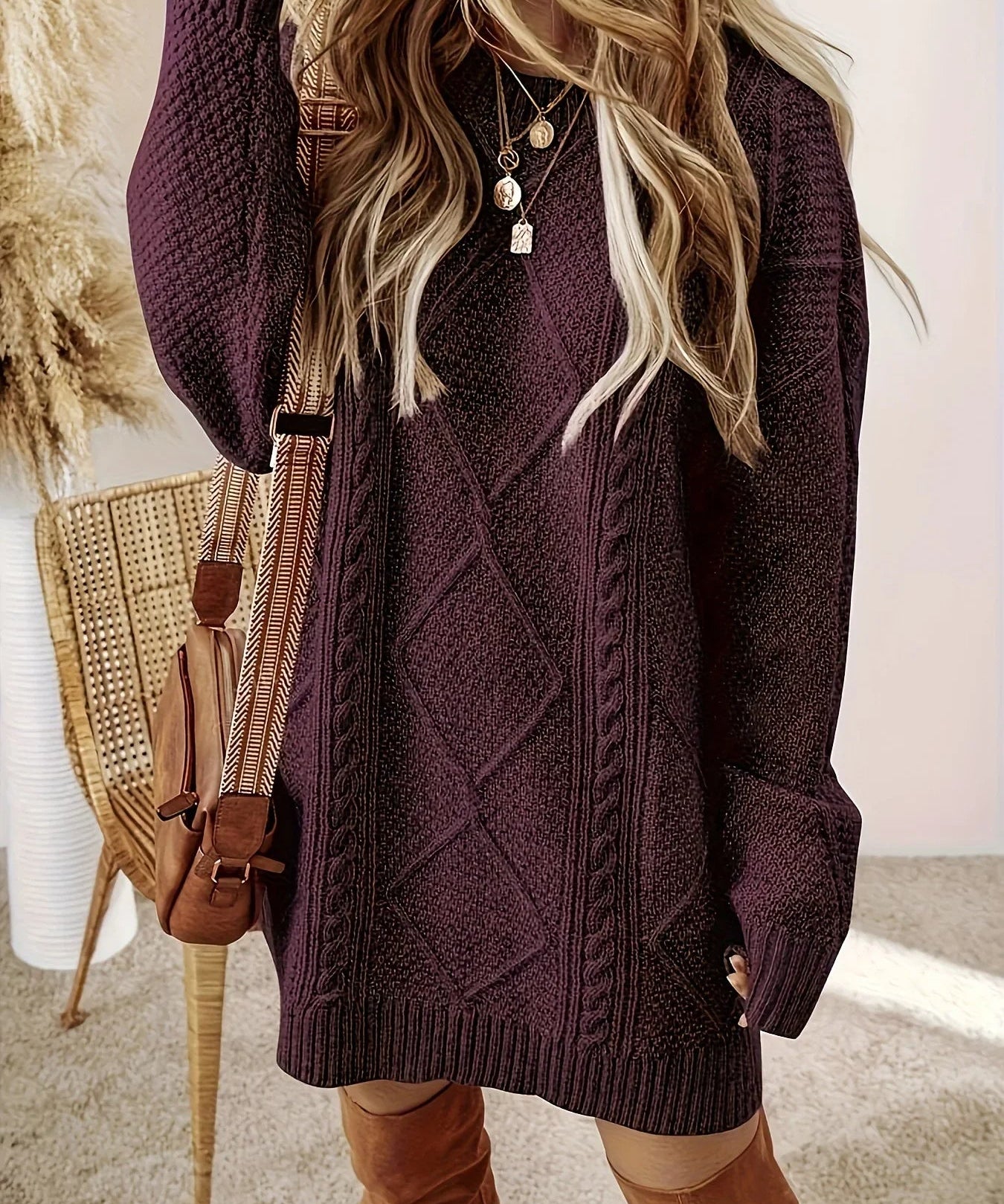 Robe Pull Maille Torsadée & Hiver Chic