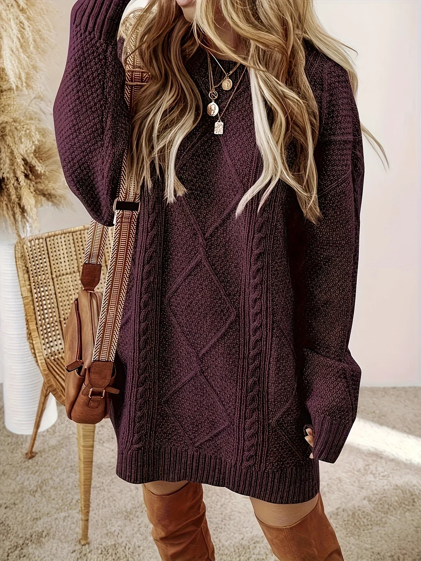 Robe Pull Maille Torsadée & Hiver Chic