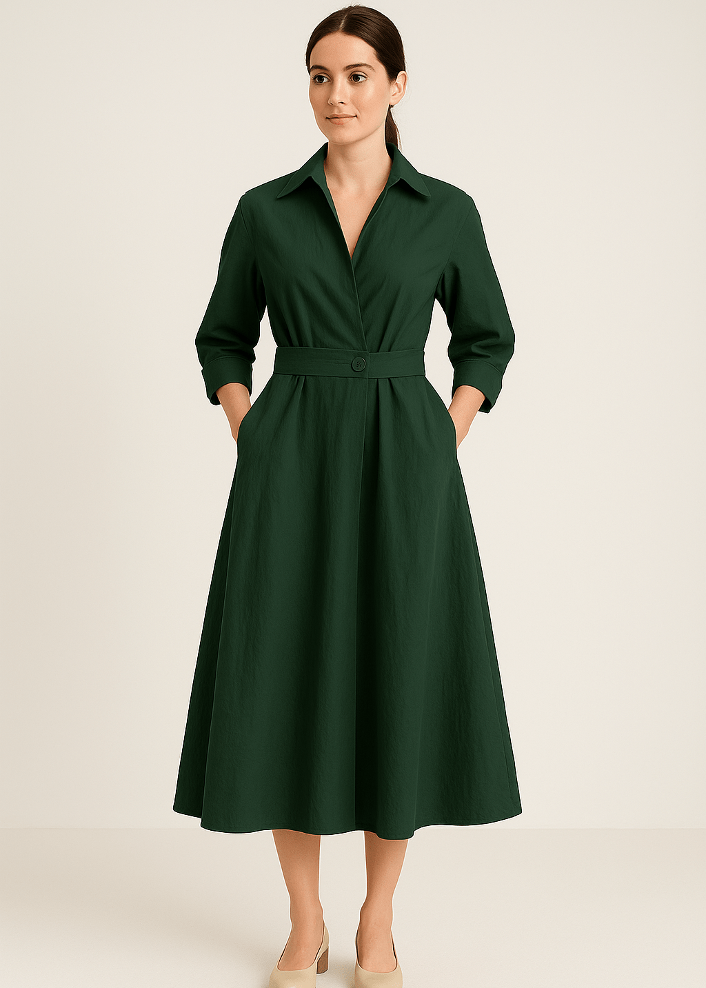 Robe-Chemise en Coton Féminine & Élégante
