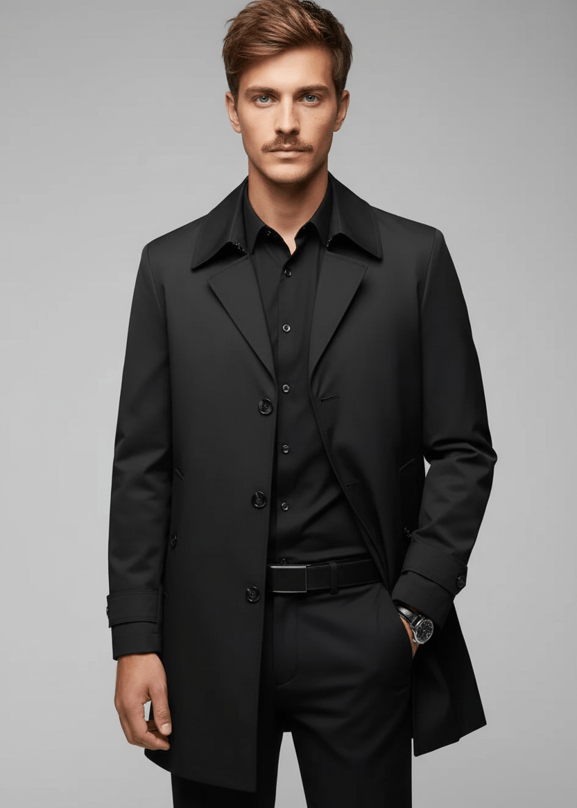 Trench pour Homme à Double Boutonnage Coupe Structurée