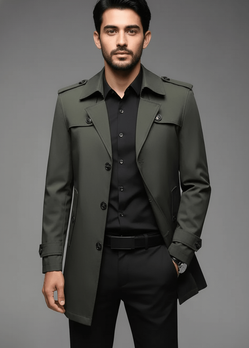 Trench pour Homme à Double Boutonnage Coupe Structurée