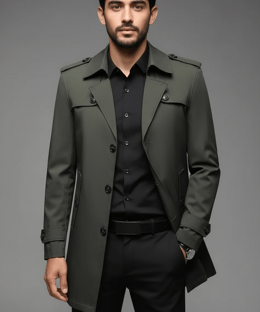 Trench pour Homme à Double Boutonnage Coupe Structurée