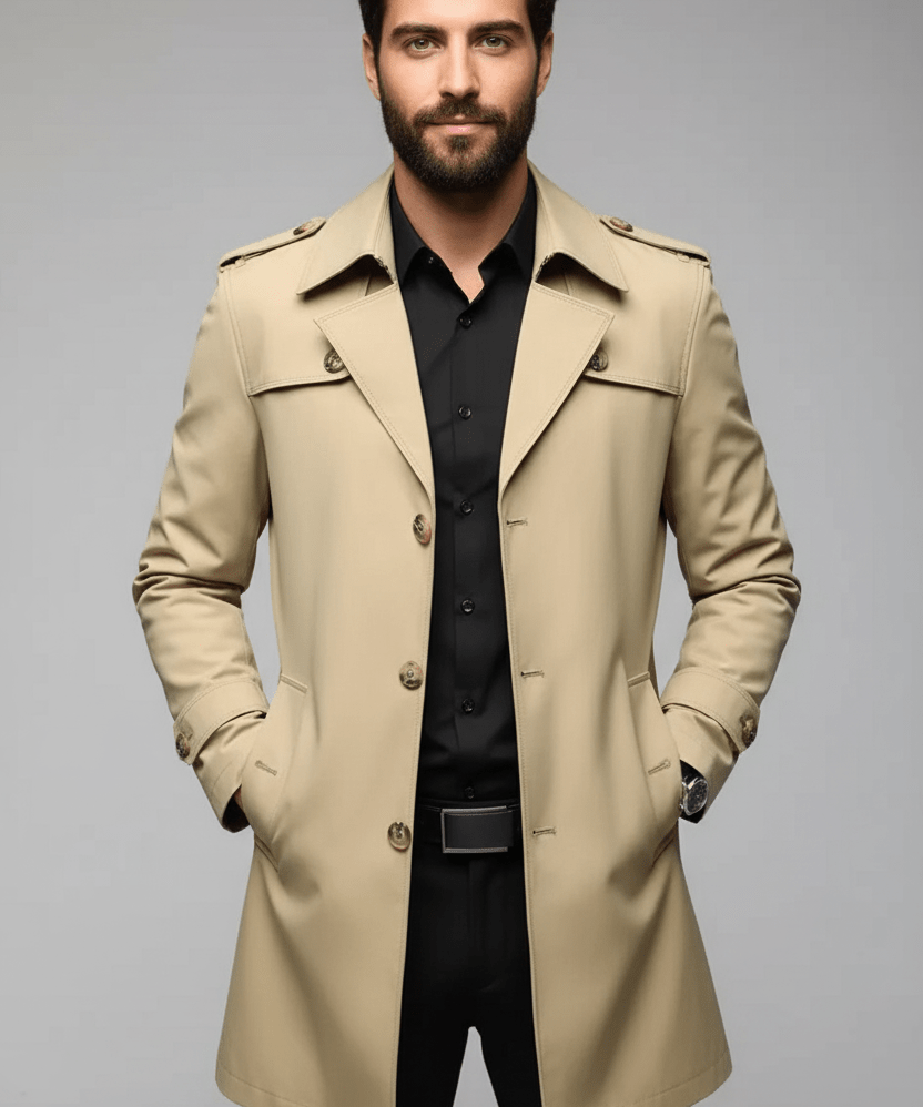 Trench pour Homme à Double Boutonnage Coupe Structurée