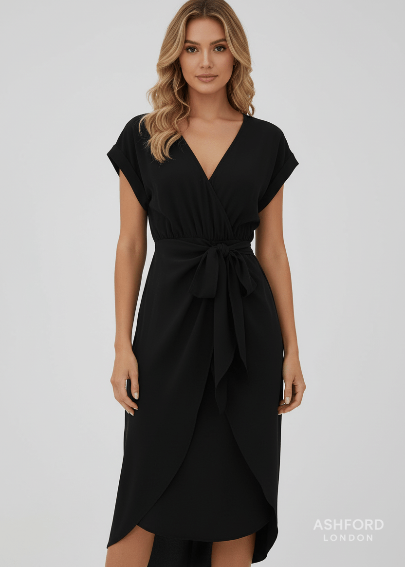 Robe Midi Élégante à Décolleté en V – Vert Émeraude