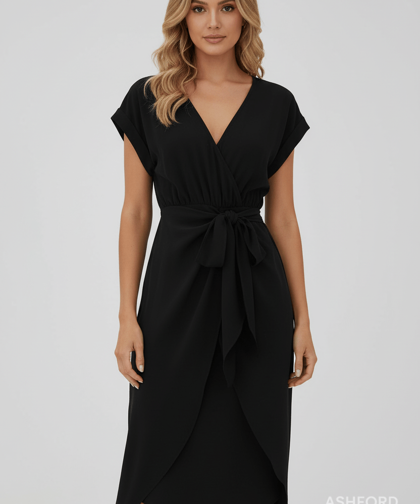 Robe Midi Élégante à Décolleté en V – Vert Émeraude