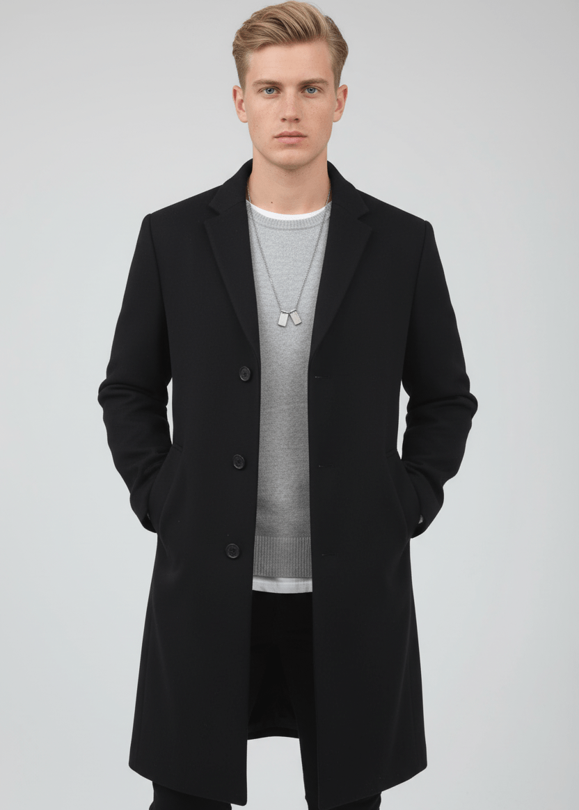 Trench Long sur Mesure pour Homme avec Col à Revers