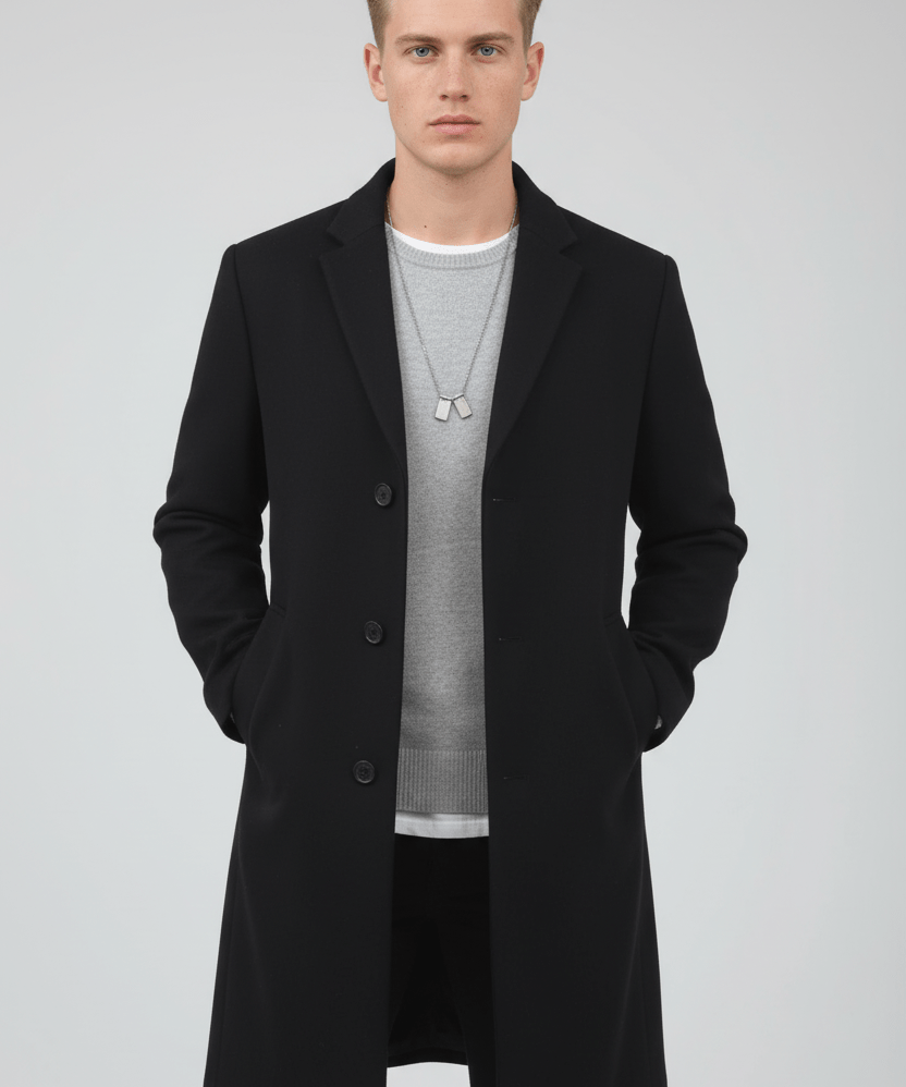 Trench Long sur Mesure pour Homme avec Col à Revers