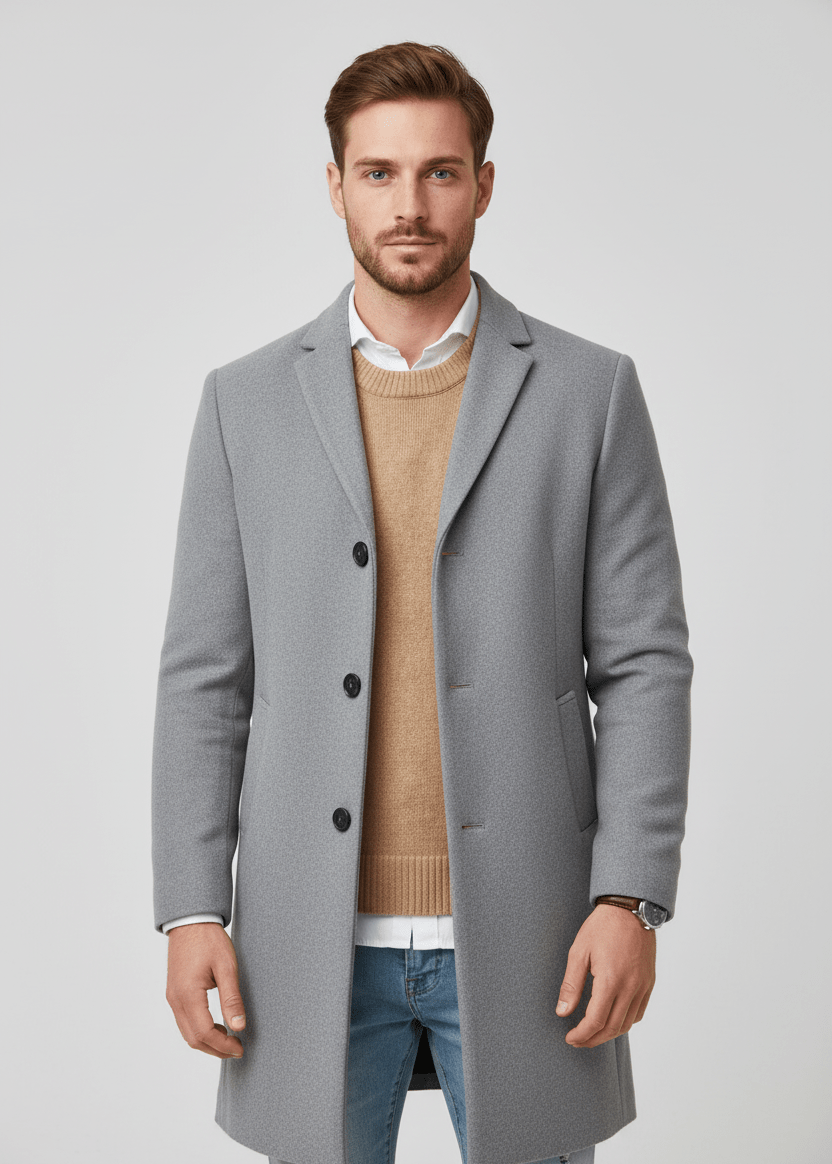 Trench Long sur Mesure pour Homme avec Col à Revers