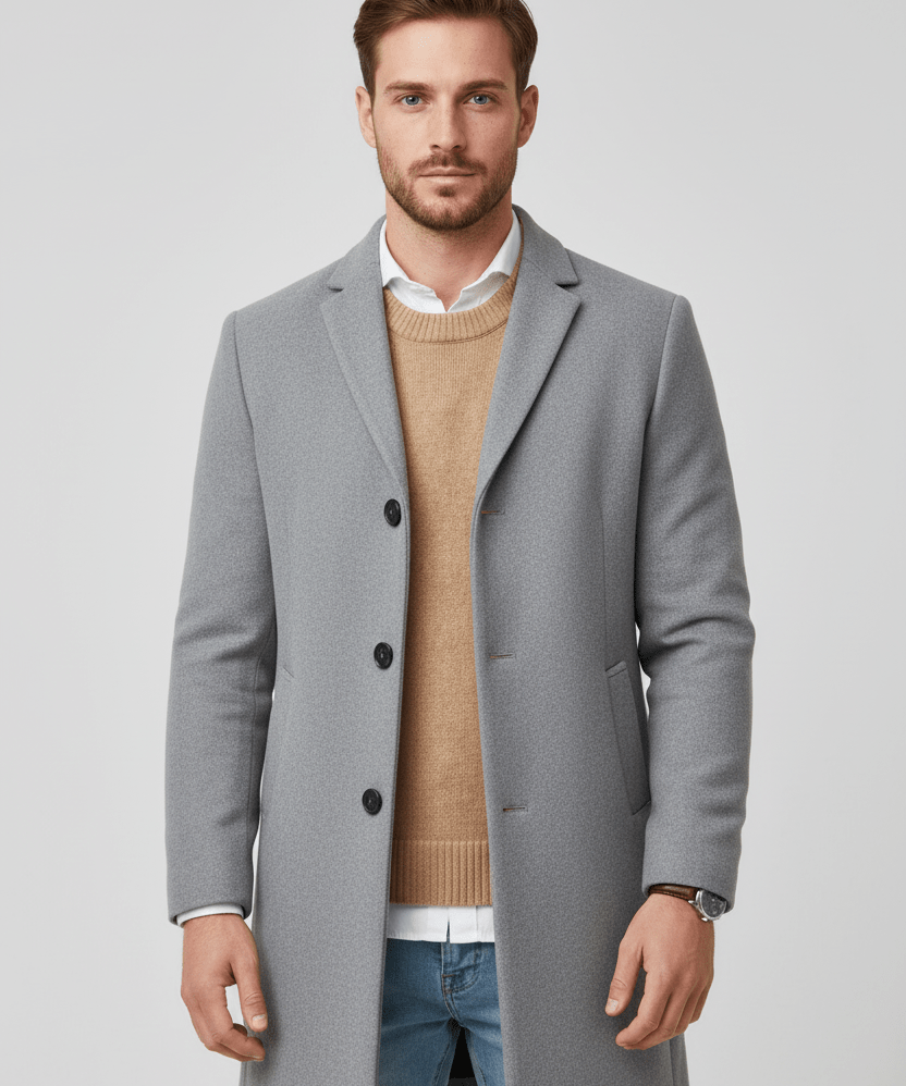 Trench Long sur Mesure pour Homme avec Col à Revers