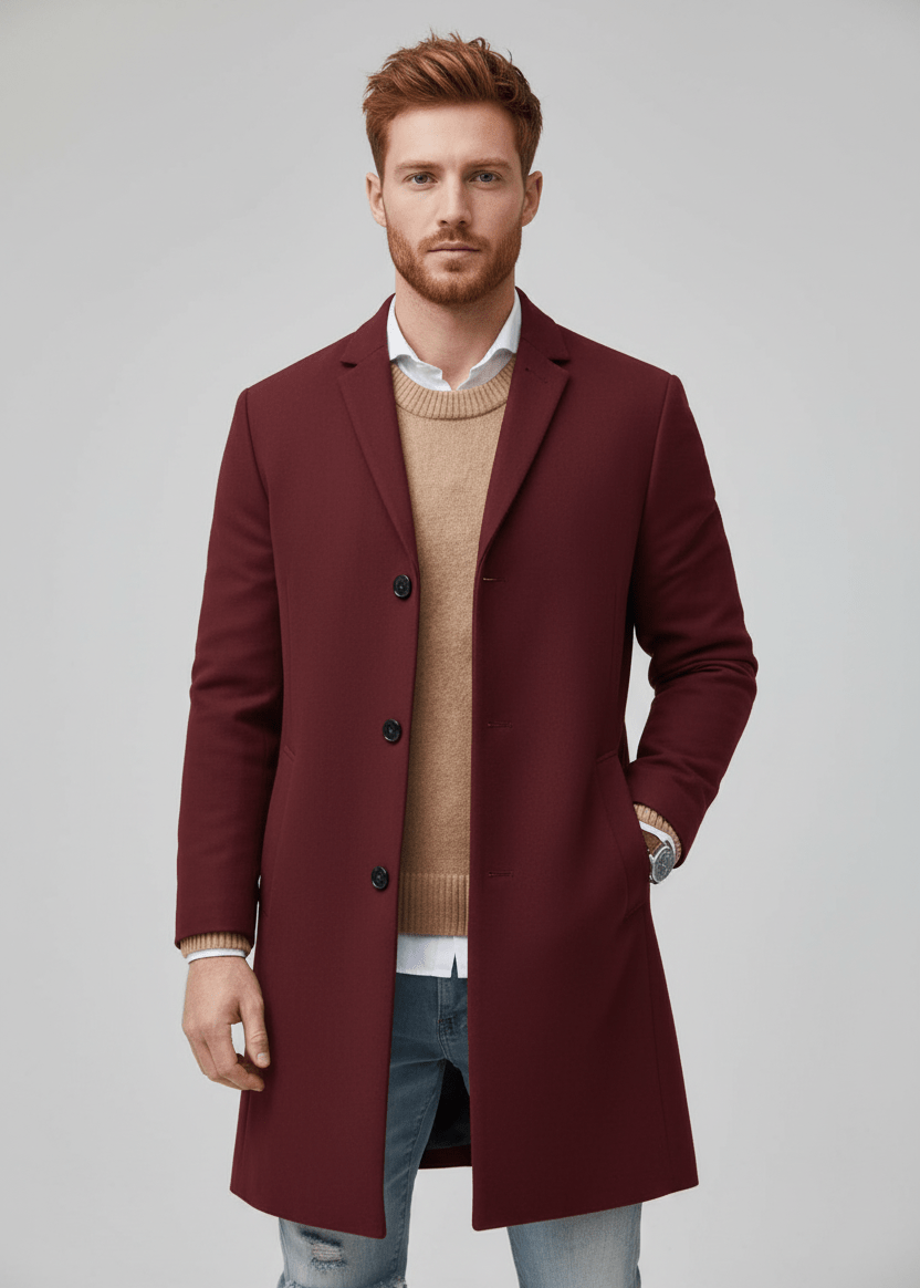 Trench Long sur Mesure pour Homme avec Col à Revers