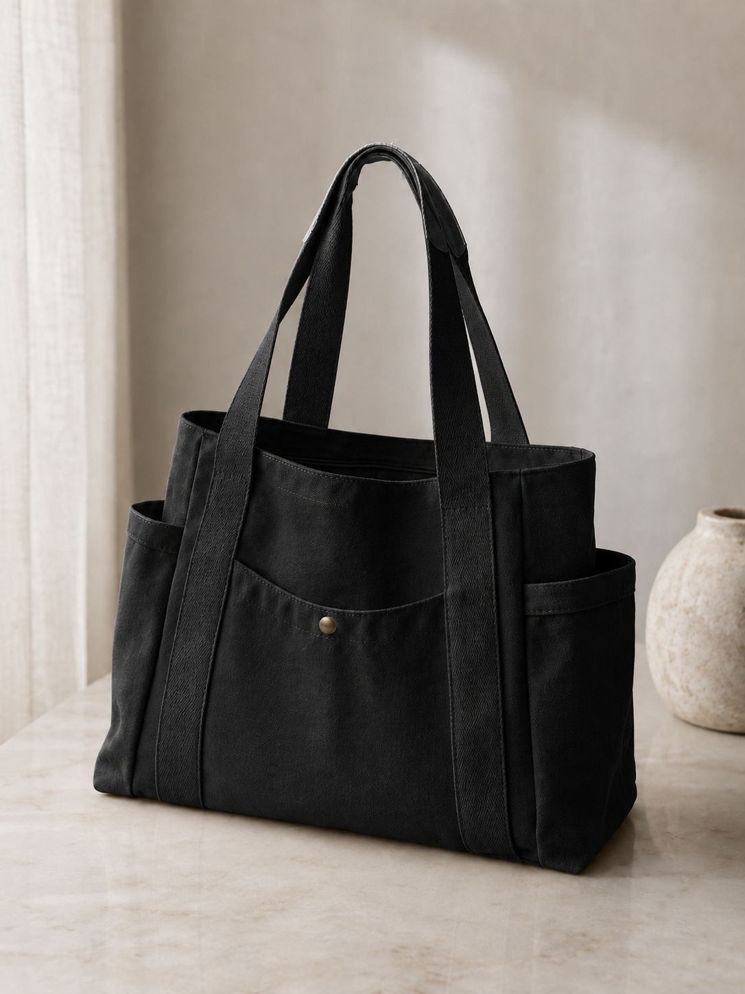 Sac Fourre-Tout en Toile – Grande Capacité Format Épaule Pour Études et Quotidien
