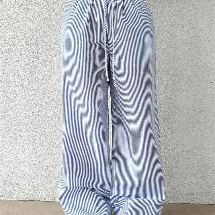 Pantalon Large à Rayures Verticales, Moderne et Facile à Porter