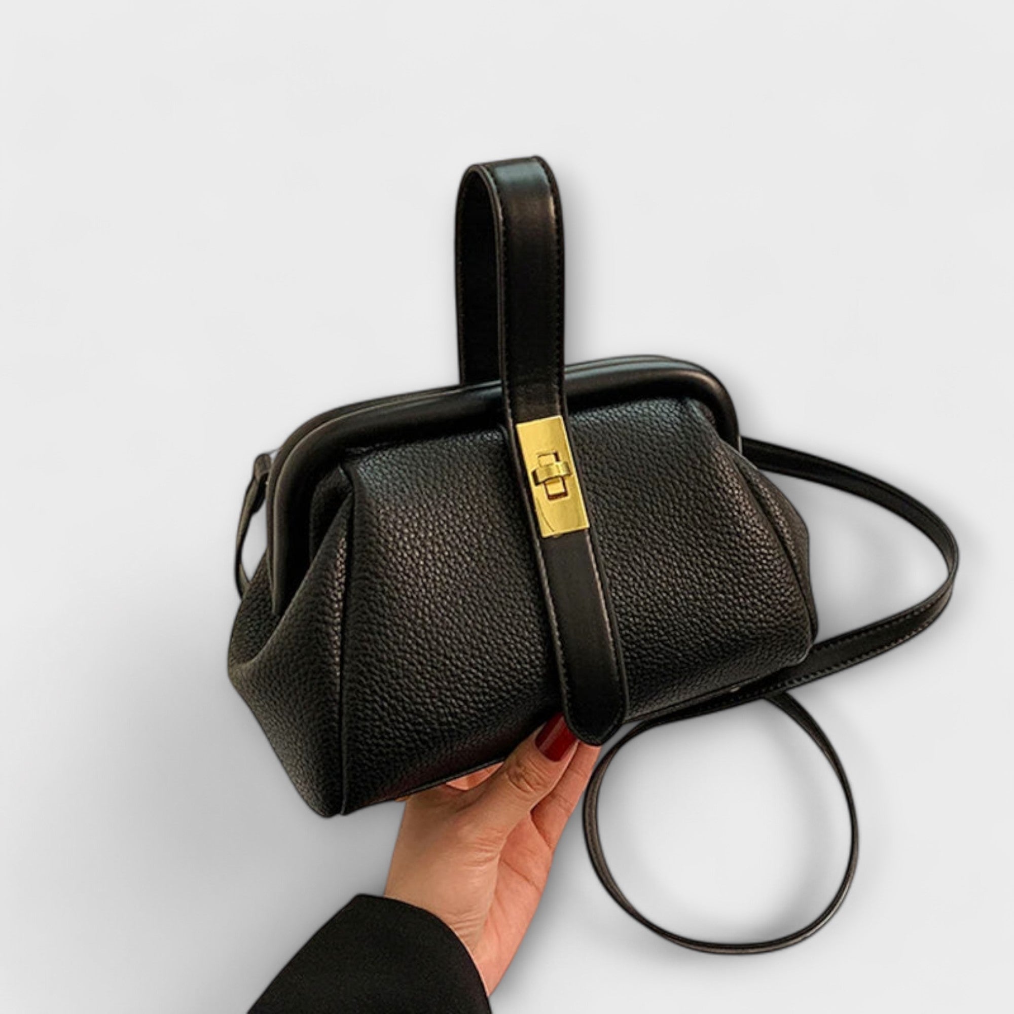 Sac à Main Mini en Cuir – Fermoir Rotatif, Pour la Ville et les Sorties
