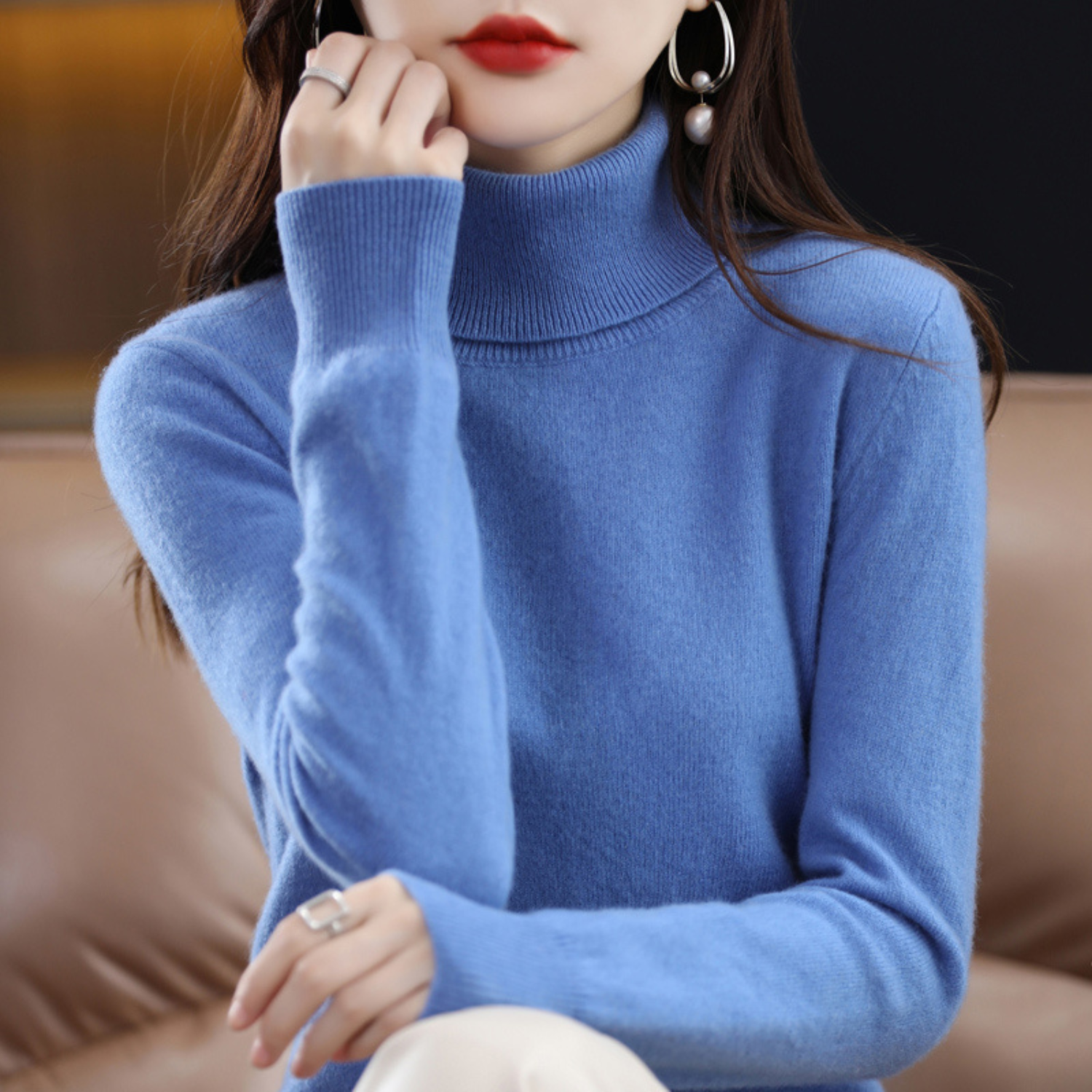 Pull à Col Roulé en Cachemire de Luxe pour Femme