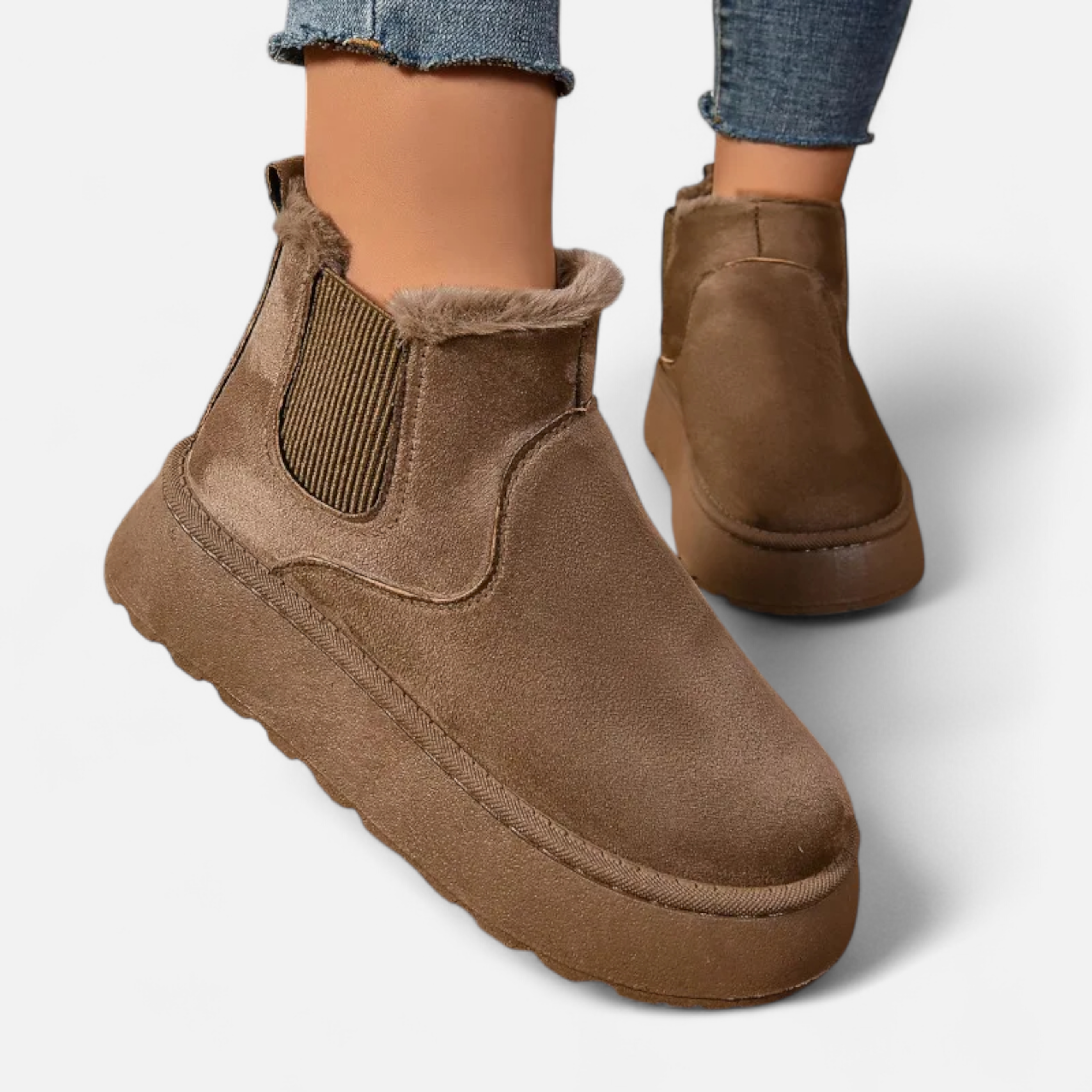 Bottines à Plateforme en Peluche pour Femme – Style Doux & Chic