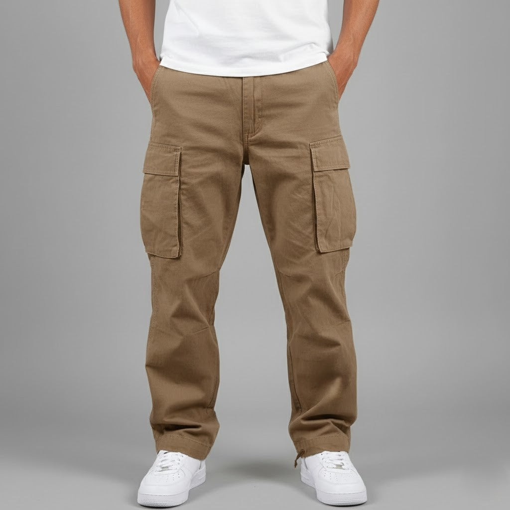 Pantalon Cargo Homme Coupe Détendue avec Poches Latérales – Style Streetwear