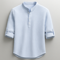 Chemise à Col Mao – Manches Retroussées Fermeture Boutonnée Pour le Quotidien