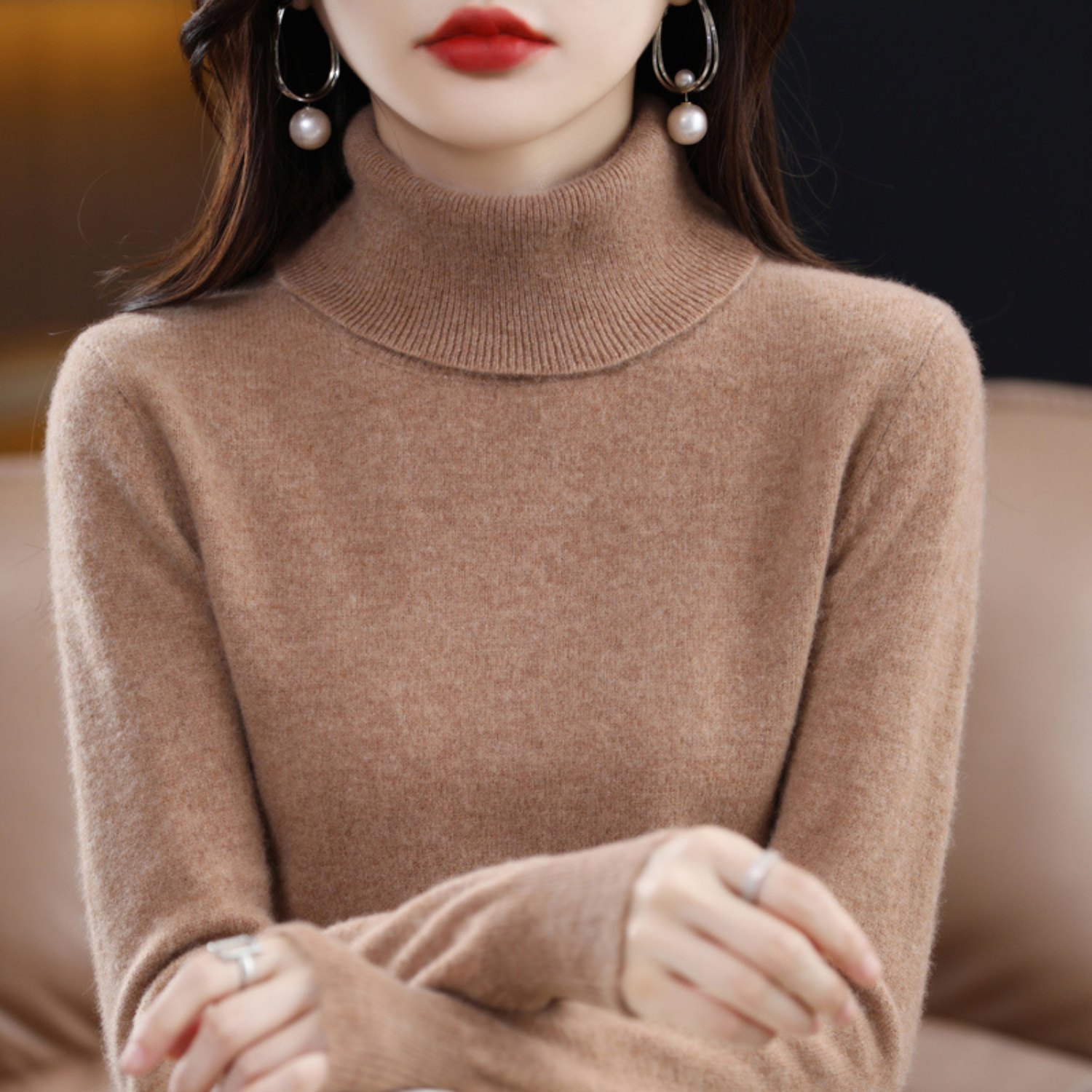 Pull à Col Roulé en Cachemire de Luxe pour Femme