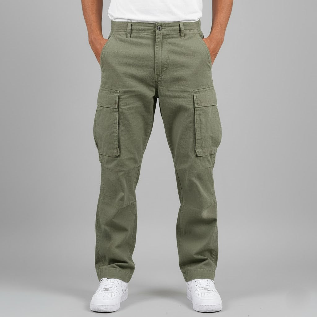 Pantalon Cargo Homme Coupe Détendue avec Poches Latérales – Style Streetwear
