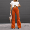 Pantalon Évasé Taille Haute Femme