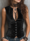Vintage Gilet en Velours à Col V