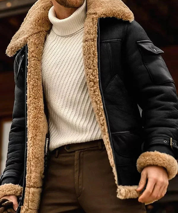 Veste en Cuir Épais pour Homme – Style Robuste & Premium