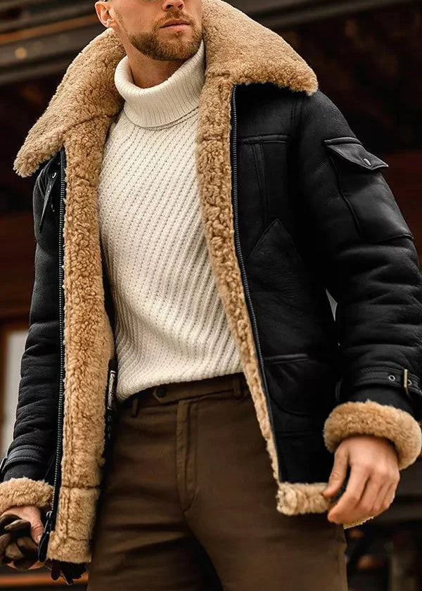 Veste en Cuir Épais pour Homme – Style Robuste & Premium