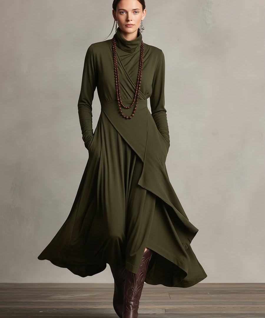 Robe Longue Drapée & Coupe Asymétrique Violette