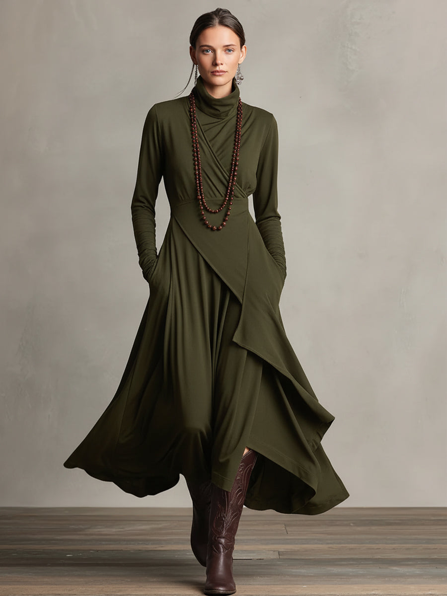 Robe Longue Drapée & Coupe Asymétrique Violette