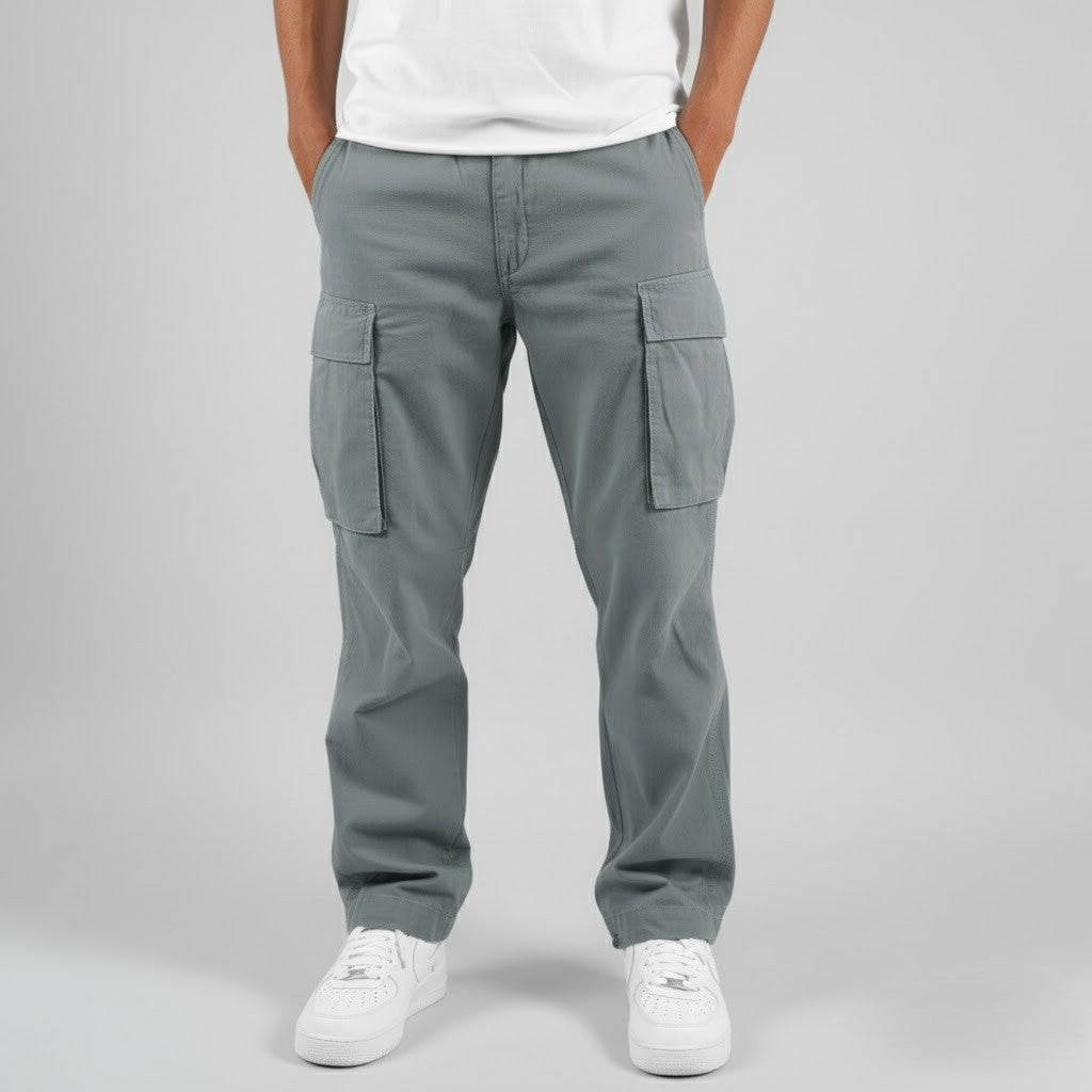 Pantalon Cargo Homme Coupe Détendue avec Poches Latérales – Style Streetwear