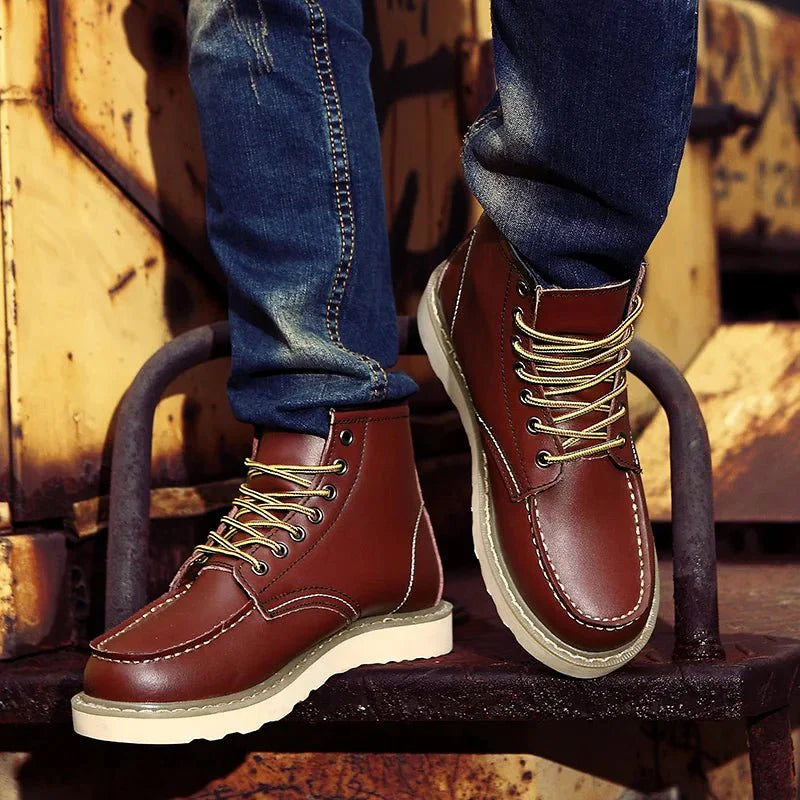 Bottines à Lacets pour Homme avec Coutures Contrastées et Semelle Robuste