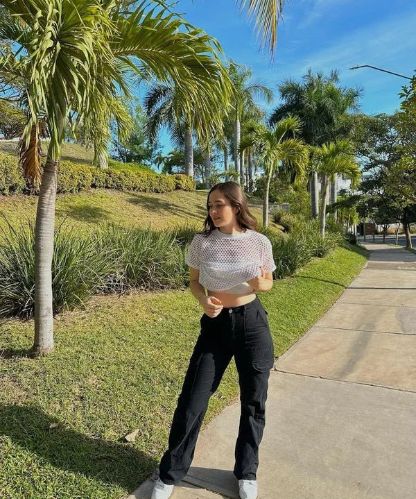 Pantalon Cargo Femme Taille Haute à Poches