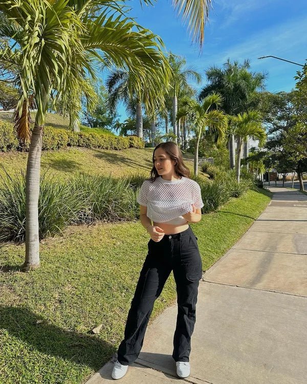 Pantalon Cargo Femme Taille Haute à Poches