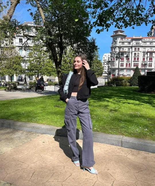 Pantalon Cargo Femme Taille Haute à Poches