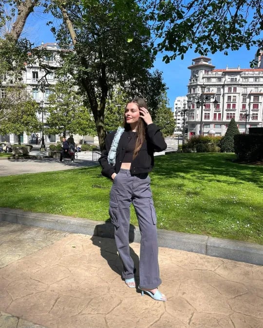 Pantalon Cargo Femme Taille Haute à Poches