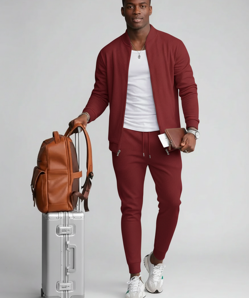 Ensemble Homme Décontracté Tricot Waffle Style Moderne
