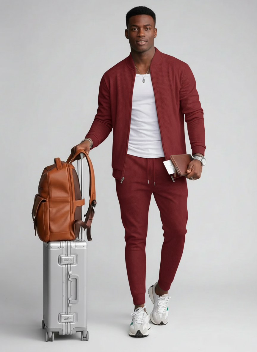 Ensemble Homme Décontracté Tricot Waffle Style Moderne