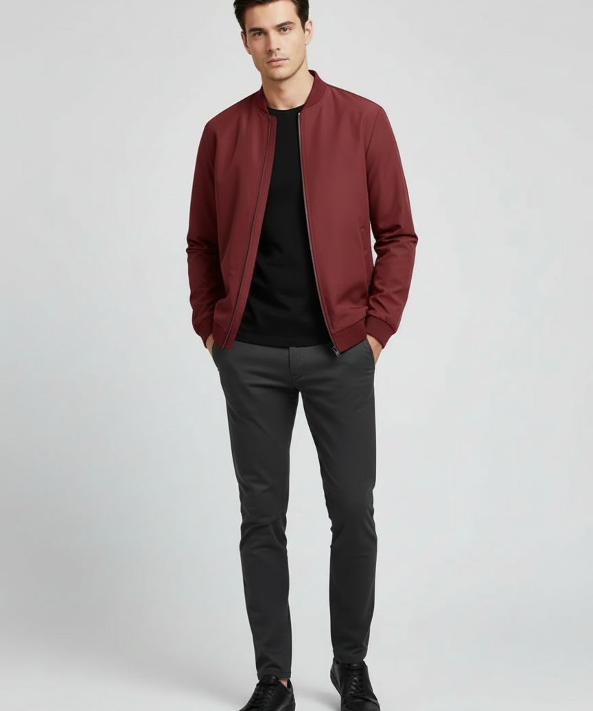Blouson Court Col Baseball Look Urbain Élégant