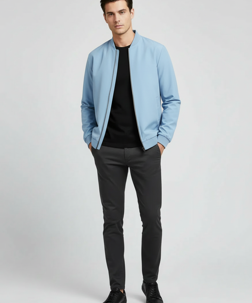 Blouson Court Col Baseball Look Urbain Élégant