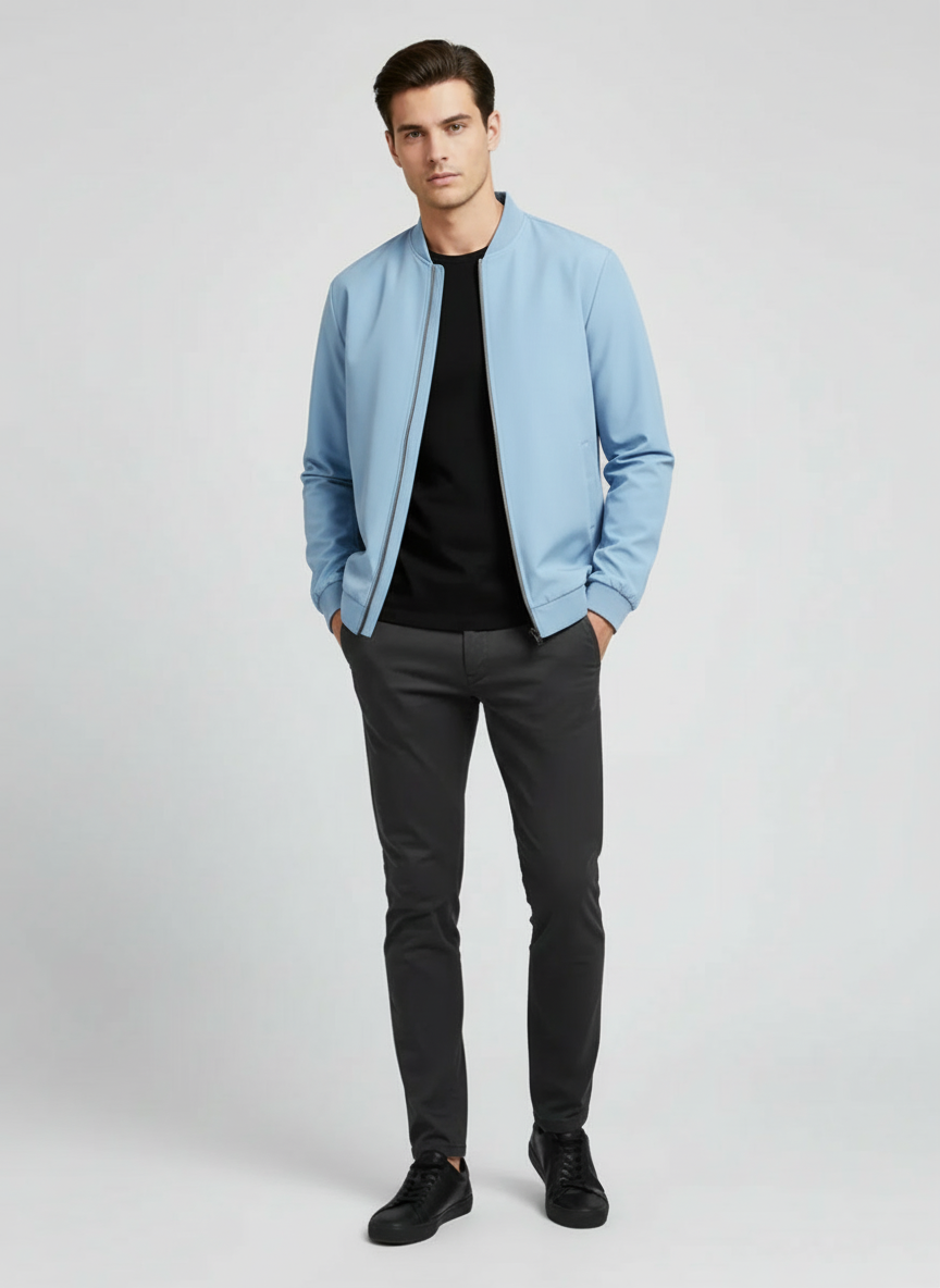 Blouson Court Col Baseball Look Urbain Élégant