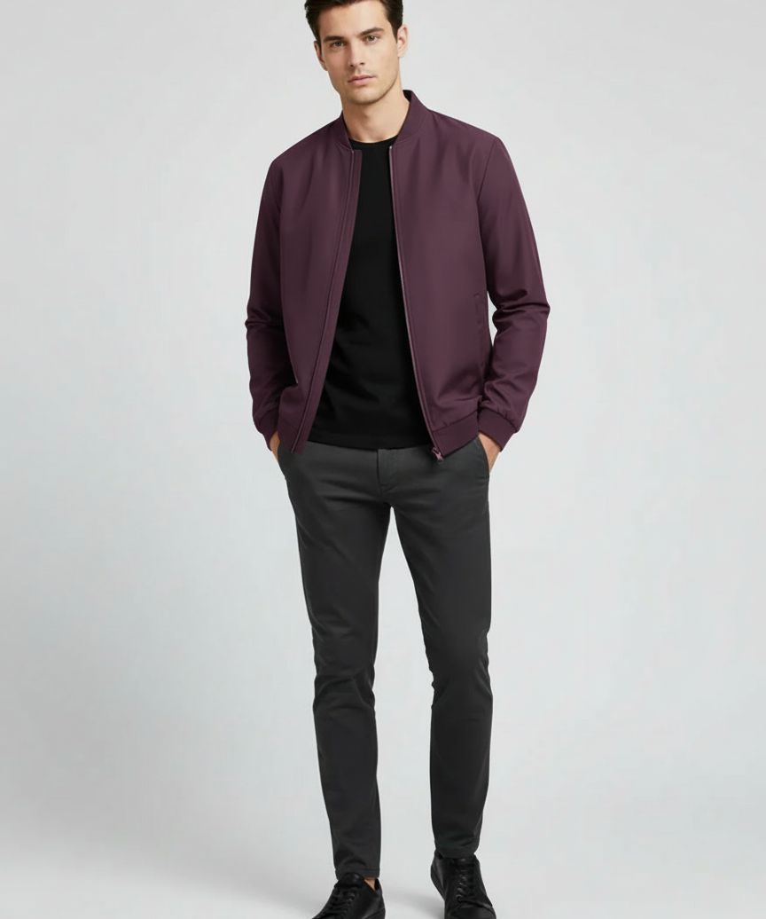Blouson Court Col Baseball Look Urbain Élégant