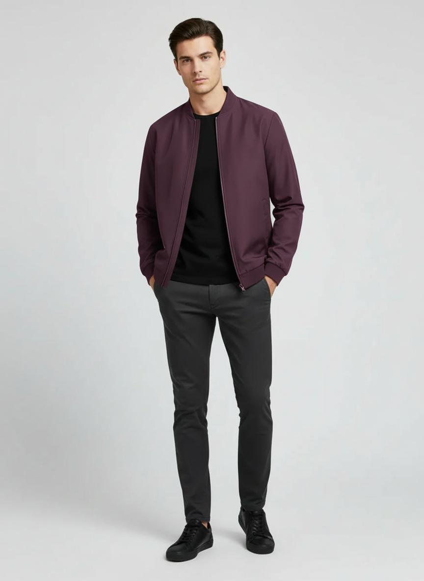 Blouson Court Col Baseball Look Urbain Élégant