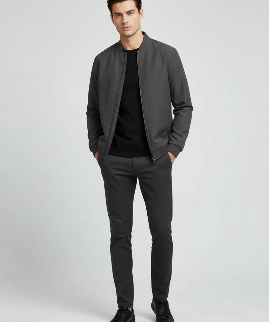 Blouson Court Col Baseball Look Urbain Élégant