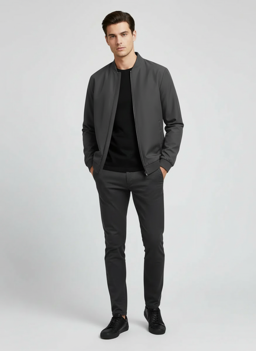 Blouson Court Col Baseball Look Urbain Élégant