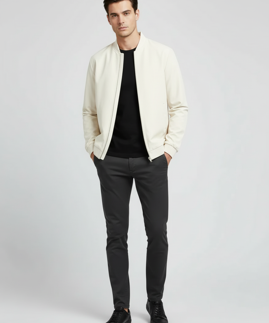 Blouson Court Col Baseball Look Urbain Élégant