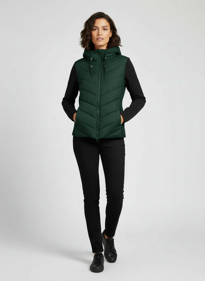 Veste Patchwork à Capuche en Coton Style Chic Casual