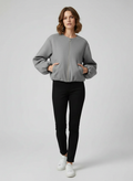 Veste Bomber Croppée en Fleece Douce Coupe Moderne