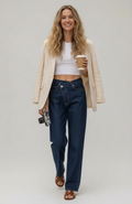Jean droit taille haute au style élégant pour femme